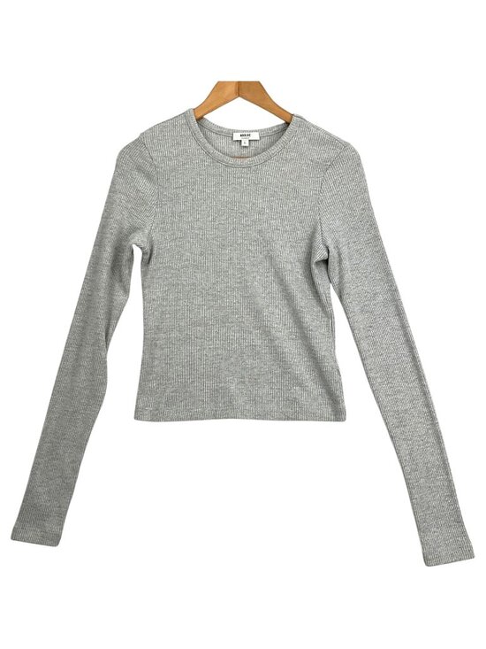Agolde Tops - AGOLDE Alma Shrunken Crewneck Shirt Womens Large Gray Ribbed Long Sleeve Top